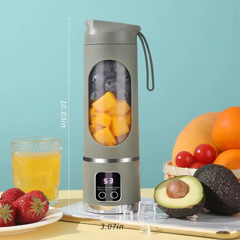10-Blade Portable Fruit Juicer (450ml) | 3-Speed USB Rechargeable Personal Blender & Ice Crusher