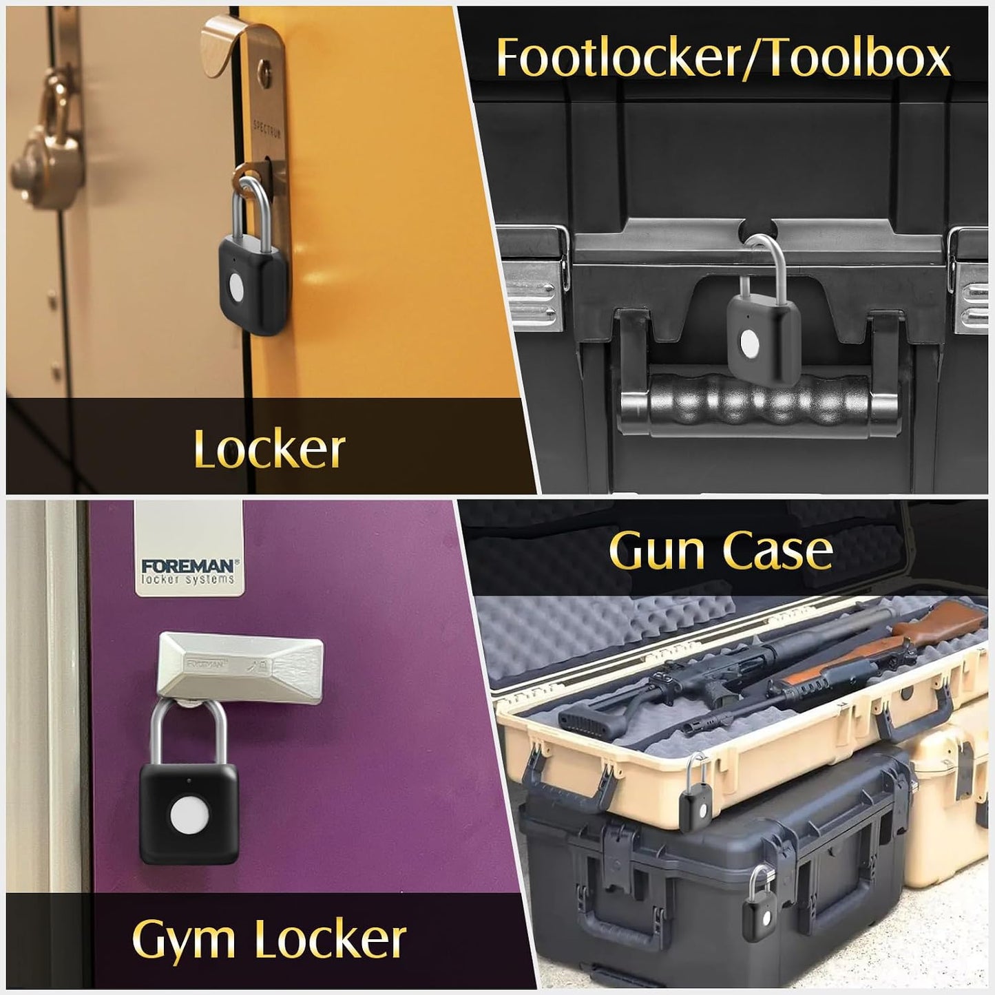 Smart Fingerprint & App Padlock | USB Rechargeable Keyless Locker Lock for Gym, School & Doors (Black)