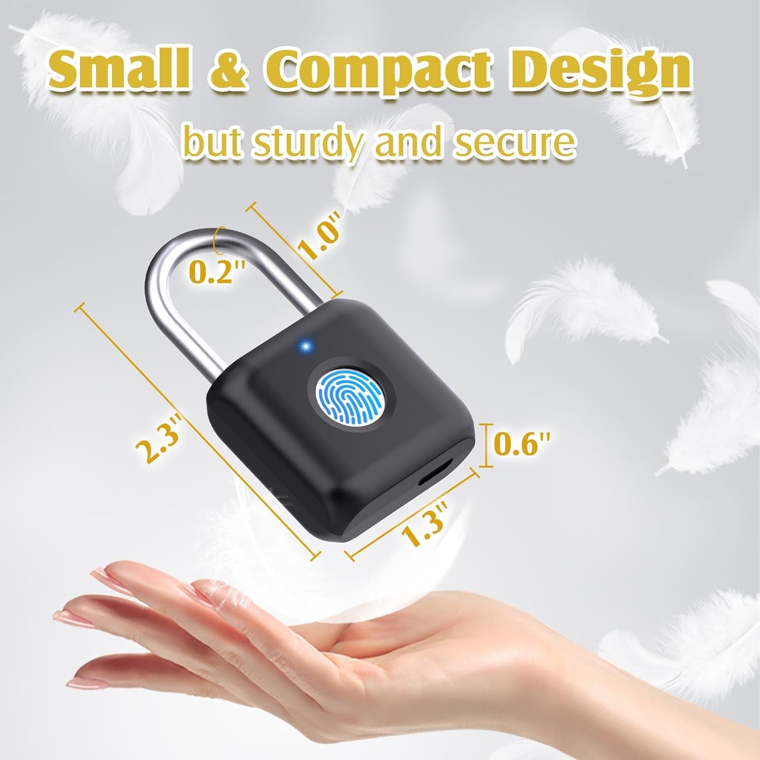 Smart Fingerprint & App Padlock | USB Rechargeable Keyless Locker Lock for Gym, School & Doors (Black)