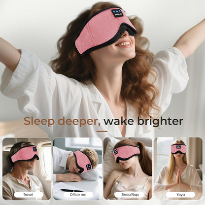 Sleep Mask Headphones,100% Blackout 3D Zero Eye Pressure Bluetooth Sleep Mask Breathable Eye Mask with Bluetooth Headphones Sleep Headphones for Side Sleepers, 14H Playtime&Bluetooth 5.4 Pink