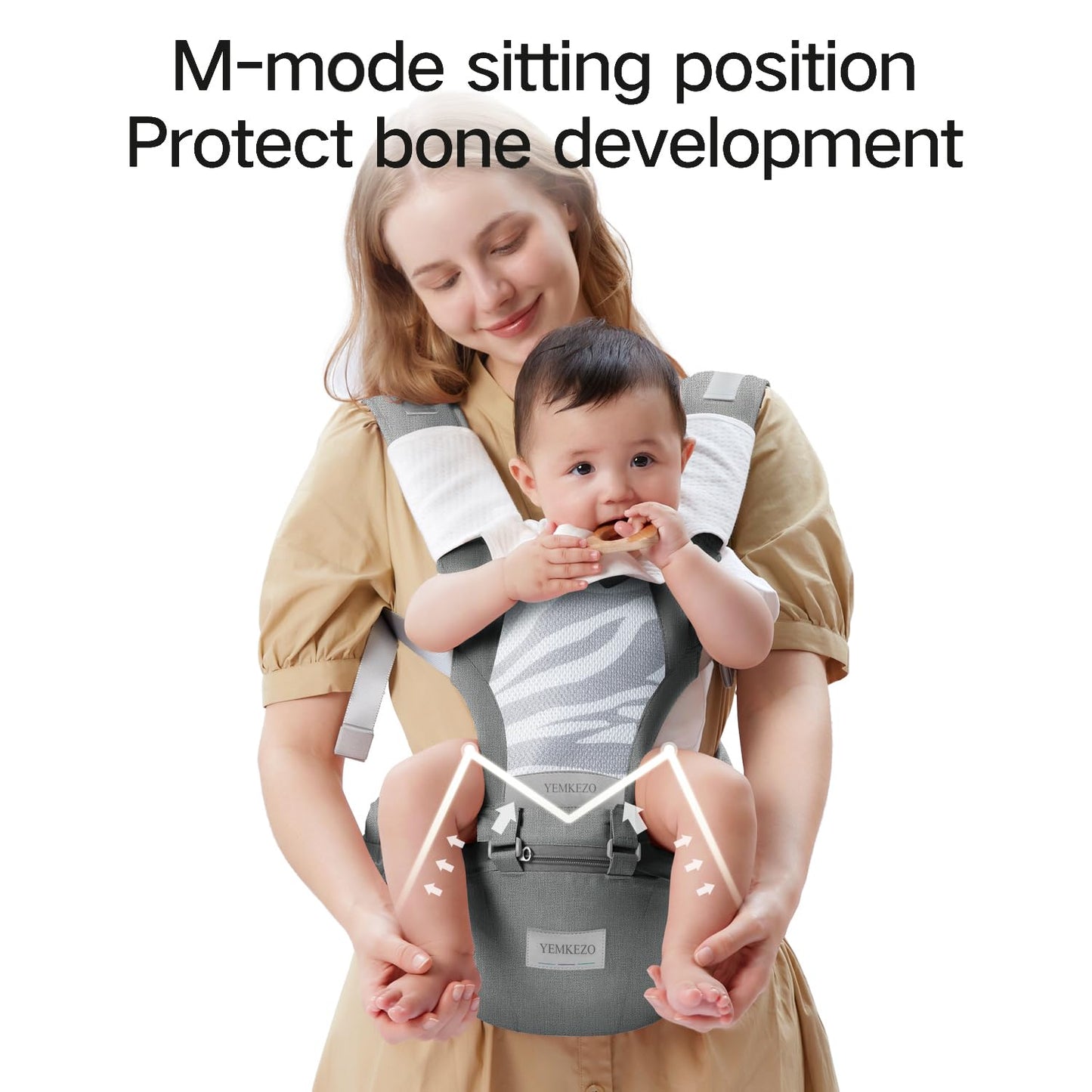 4-in-1 Ergonomic Baby Carrier with Hip Seat | Convertible Infant Carrier (Grey)