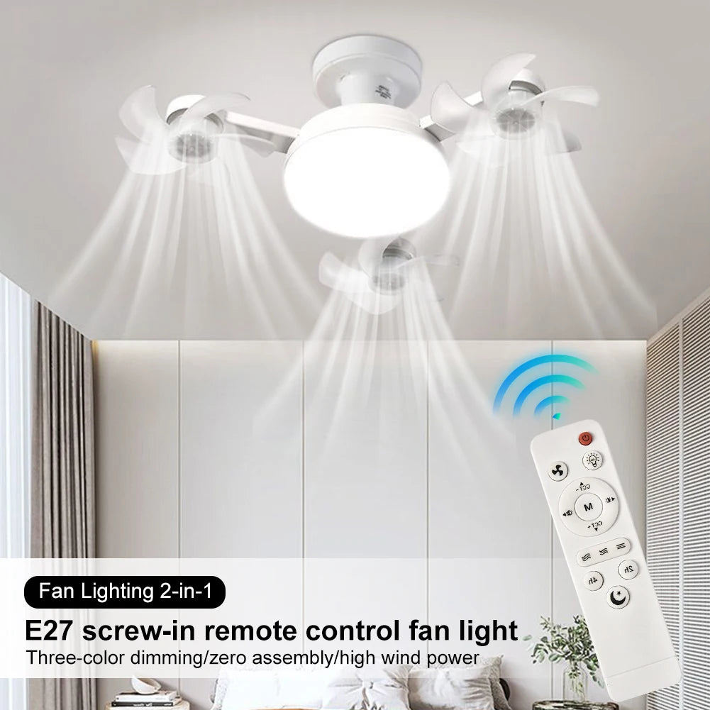E27 Drone-Design 2-in-1 Ceiling Fan Light (60W) | Screw-in LED Fan Lamp with Remote Control