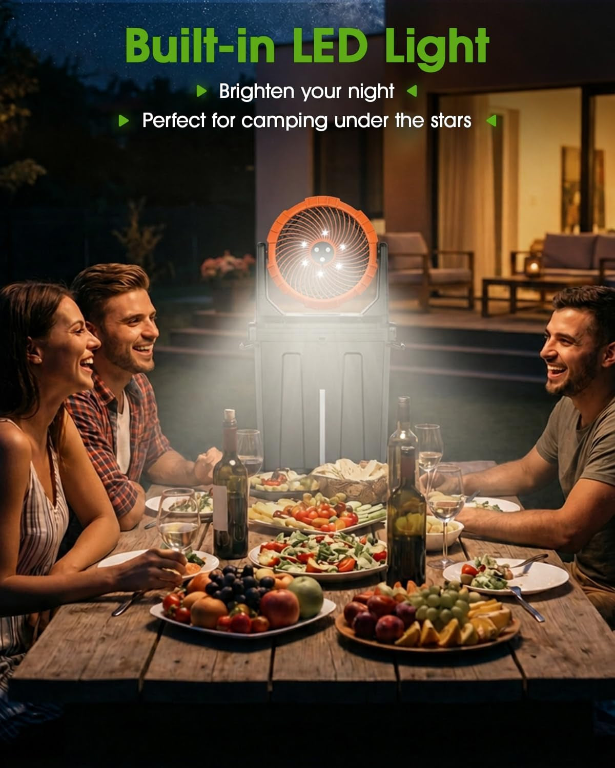 2026 Upgraded 10″ 9L Oscillating Portable Misting Fan with Light, [Max 55Hrs] Golf Cart Mister Fan for outside Patios, Outdoor Rechargeable Battery Operated Water Cool Fan-3 Spray Misters
