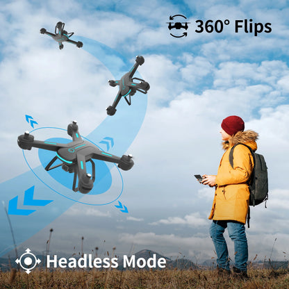 JY03 HD Camera Drone | FPV RC Quadcopter with Optical Flow Positioning & LED Lights (Black)