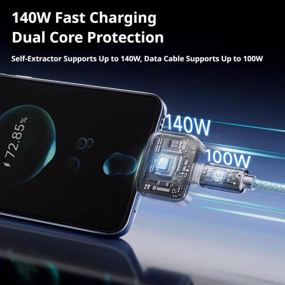 Stop Charge Smart Charger, 2026 New Auto Disconnect Charging Cable Protector, Fast 140W Charger, LED Digital Display, Overcharge Protection Adapter for Phone Laptop Tablet USB Charging Cable