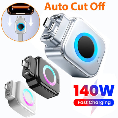 USB C Phone Fully Charged Intelligent Separator Type-C 140W Fast Charging Adapter Phones Full Charge Auto Power Cut off Charger