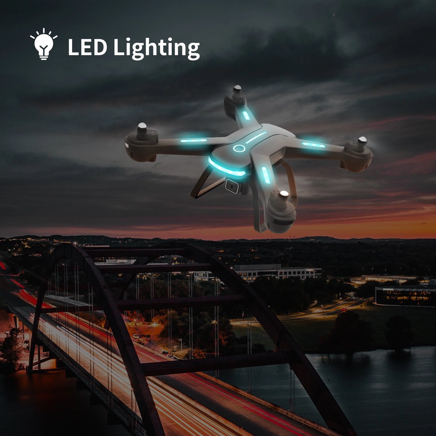 JY03 HD Camera Drone | FPV RC Quadcopter with Optical Flow Positioning & LED Lights (Black)