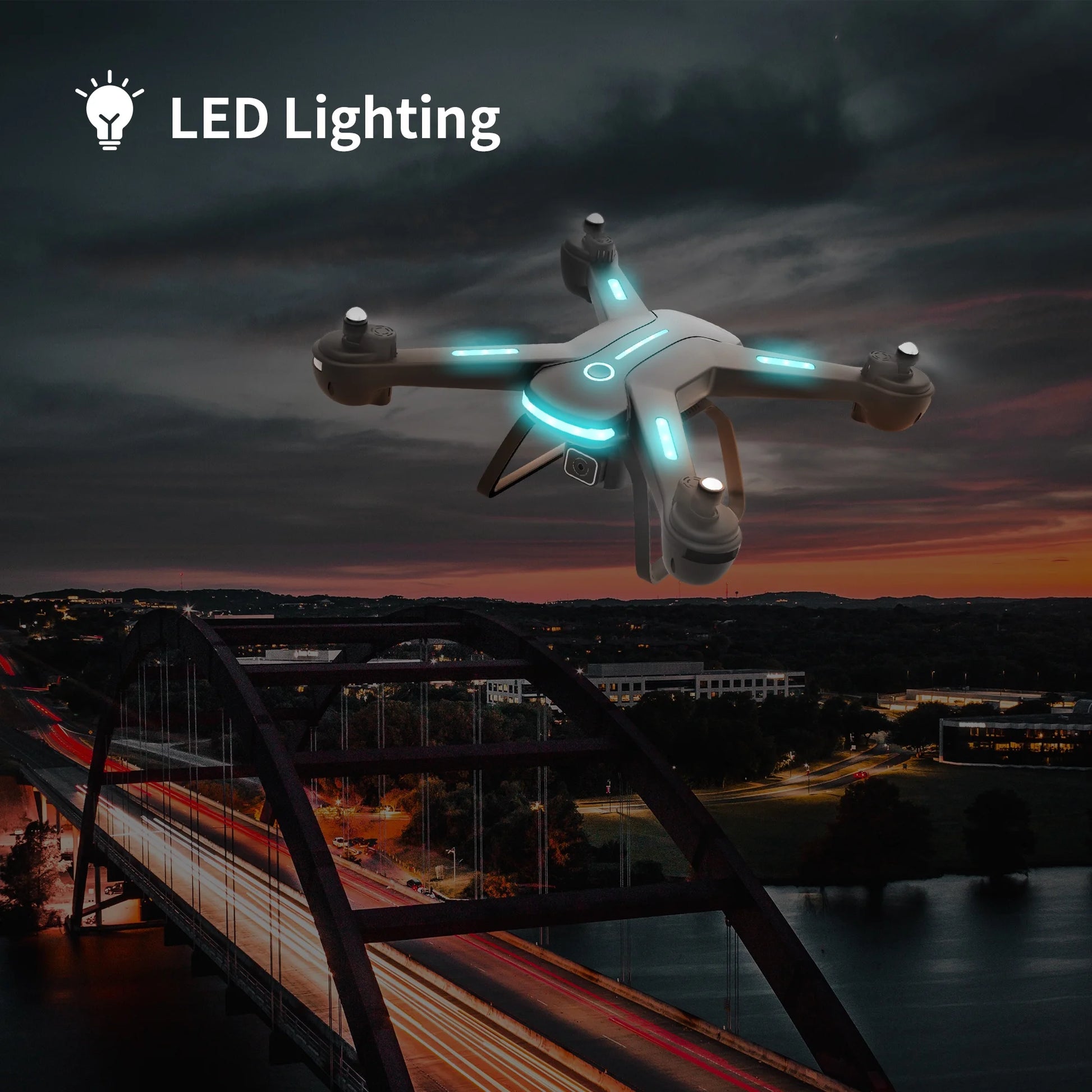 JY03 HD Camera Drone | FPV RC Quadcopter with Optical Flow Positioning & LED Lights (Black)