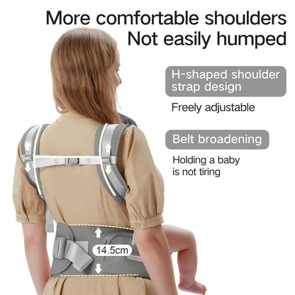 4-in-1 Ergonomic Baby Carrier with Hip Seat | Convertible Infant Carrier (Grey)