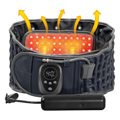 Red Light Massage Decompression Belt for Instant Lower Back Pain Relief, Pump up Lumbar Support Brace Inflatable Back Reliever with Electric Pump, One Sizes Fits 29-49 Waist