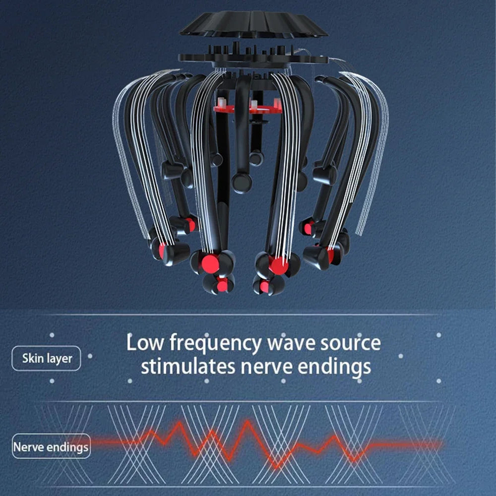 Octopus Electric Scalp Massager – Bluetooth Music & Vibration Therapy for Stress Relief & Sleep