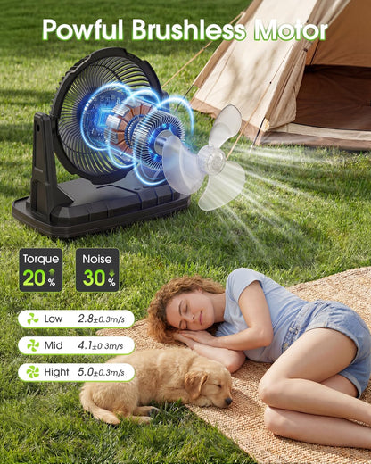 2026 Upgraded 10″ 9L Oscillating Portable Misting Fan with Light, [Max 55Hrs] Golf Cart Mister Fan for outside Patios, Outdoor Rechargeable Battery Operated Water Cool Fan-3 Spray Misters