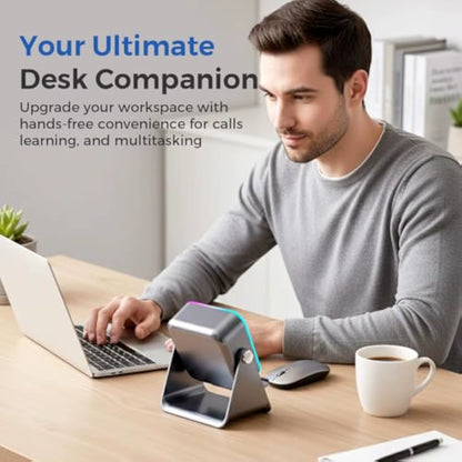5-in-1 Wireless Induction Bluetooth Speaker | Adjustable Phone Stand with Ambient Light & Emergency Charger