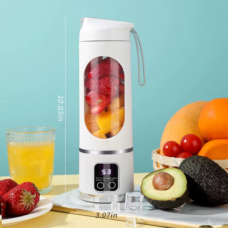 10-Blade Portable Fruit Juicer (450ml) | 3-Speed USB Rechargeable Personal Blender & Ice Crusher