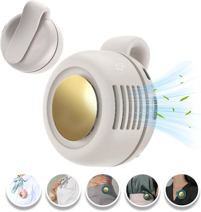 Portable Clip-On Fan, Mini USB Rechargeable 360° Rotatable Fan, Personal Fan 3-Speed Silent Mini Bladeless Fans (White)
