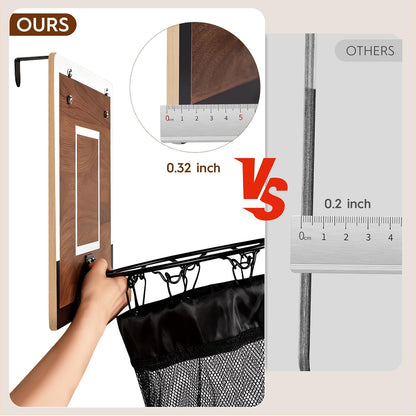 Over the Door Basketball Hamper,Wooden Hanging Basketball Hoop Laundry Basket with Zipper,3 Balls and Pump for Kids Room,Dorm Rooms,Bathroom,Saving Space Storage and Organization(Walnut)
