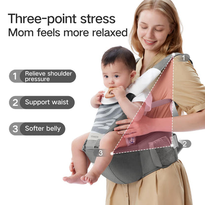 4-in-1 Ergonomic Baby Carrier with Hip Seat | Convertible Infant Carrier (Grey)