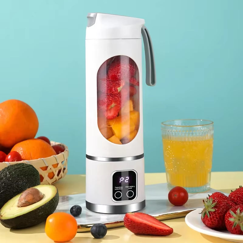 10-Blade Portable Fruit Juicer (450ml) | 3-Speed USB Rechargeable Personal Blender & Ice Crusher
