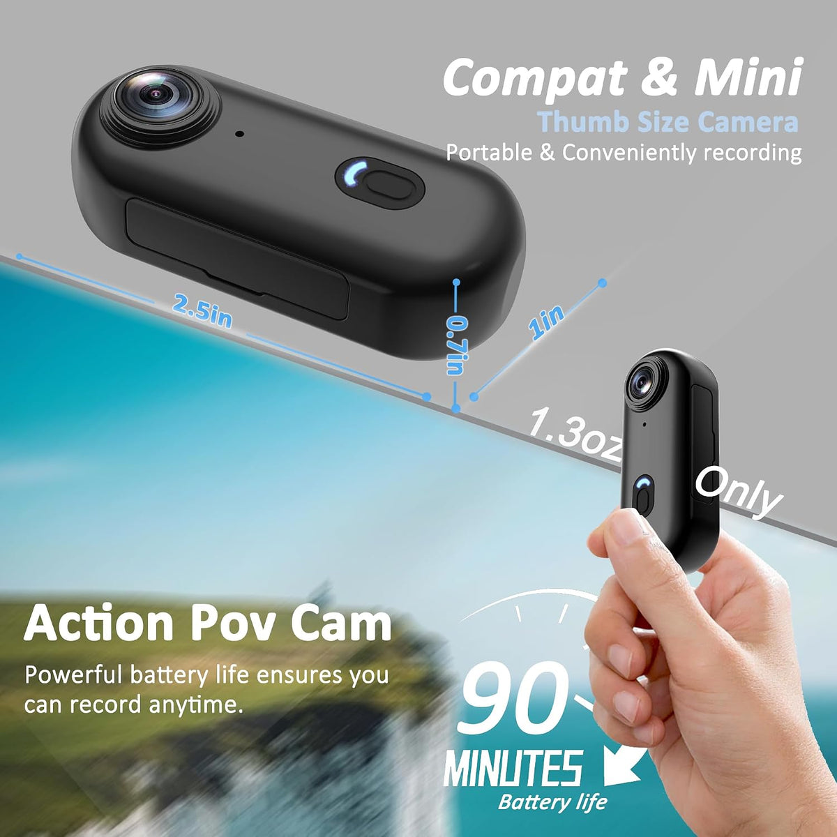 4K 128GB Mini Body Camera | Thumb-Sized Magnetic Action Cam with Video & Audio Recording