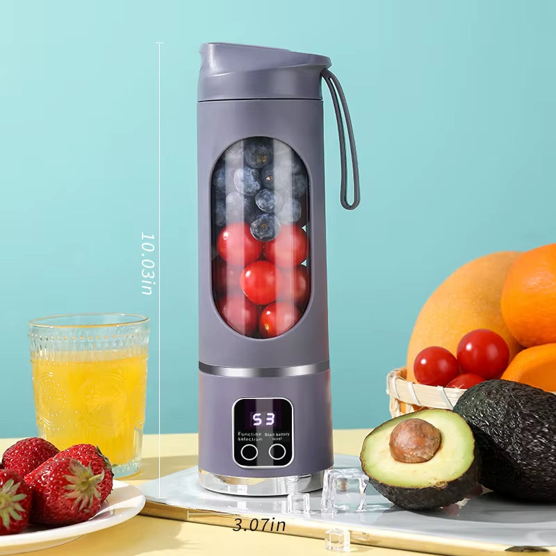 10-Blade Portable Fruit Juicer (450ml) | 3-Speed USB Rechargeable Personal Blender & Ice Crusher