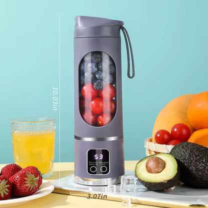 10-Blade Portable Fruit Juicer (450ml) | 3-Speed USB Rechargeable Personal Blender & Ice Crusher