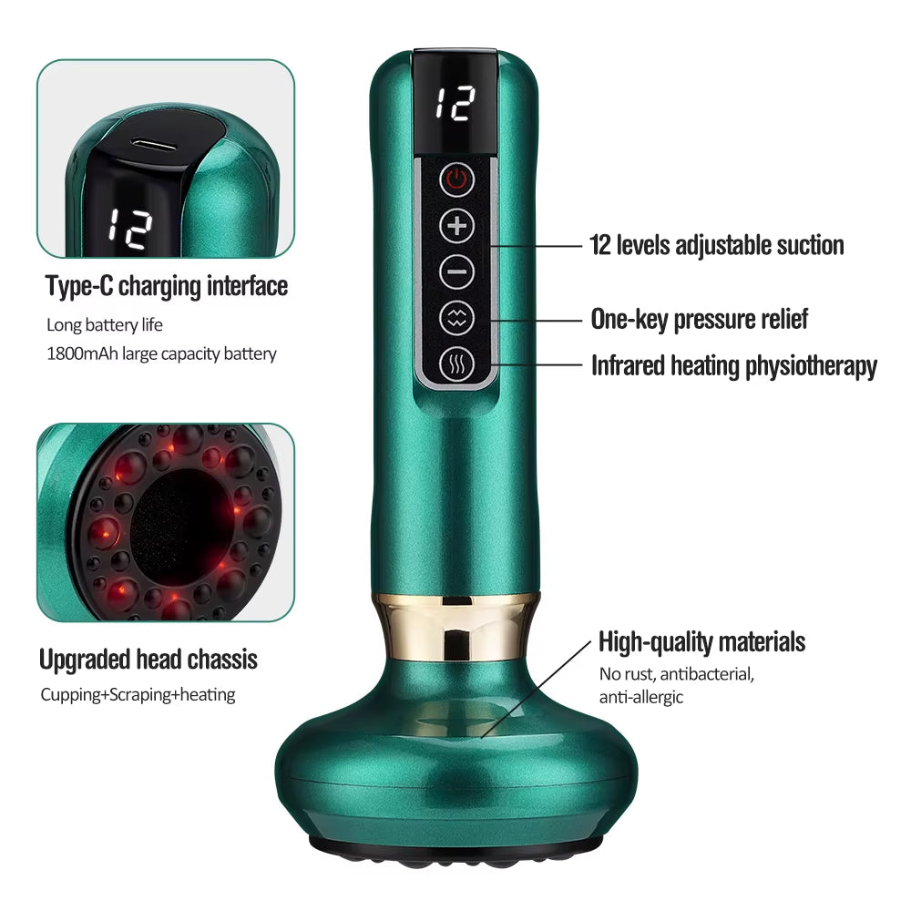 Smart Body Massager Vacuum Suction Device Cellulite Fat Bruning Handheld Chinese Sculpting Heating Cans for Belly Back Massage