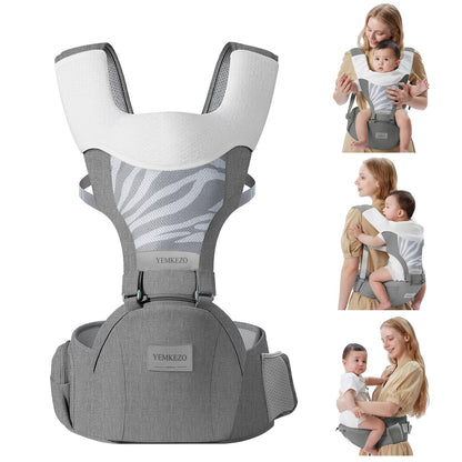 4-in-1 Ergonomic Baby Carrier with Hip Seat | Convertible Infant Carrier (Grey)