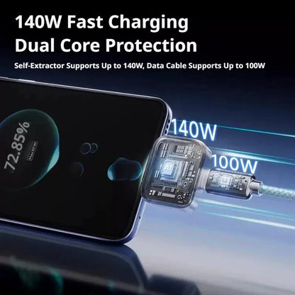 140W Fast Charging Cable with Auto Power-Off | Smart Power Indicator Data Cable