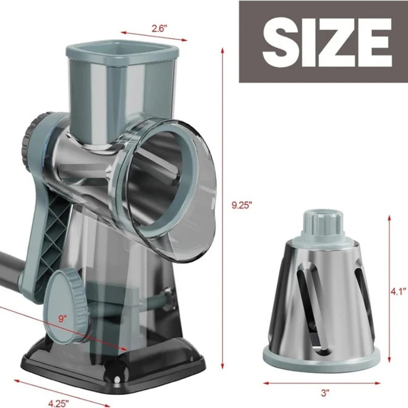 3-in-1 Rotary Cheese Grater & Vegetable Slicer