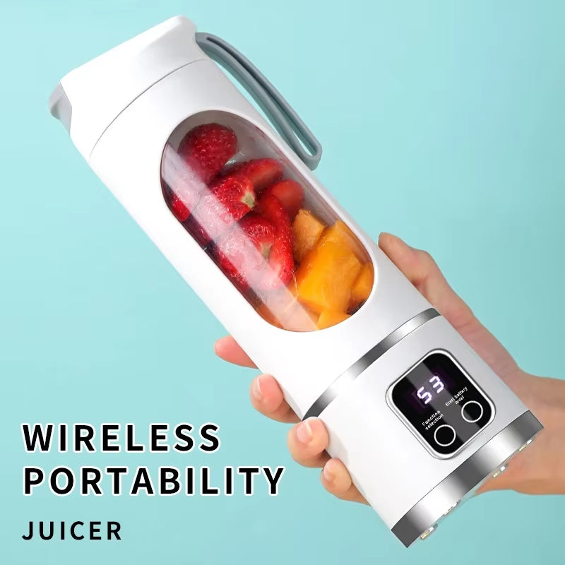10-Blade Portable Fruit Juicer (450ml) | 3-Speed USB Rechargeable Personal Blender & Ice Crusher