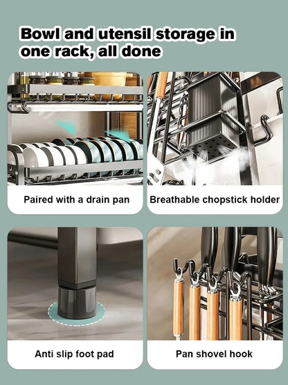 Large Stainless Steel Dish Drying Rack with Detachable Tray | Rust-Resistant & Easy to Clean