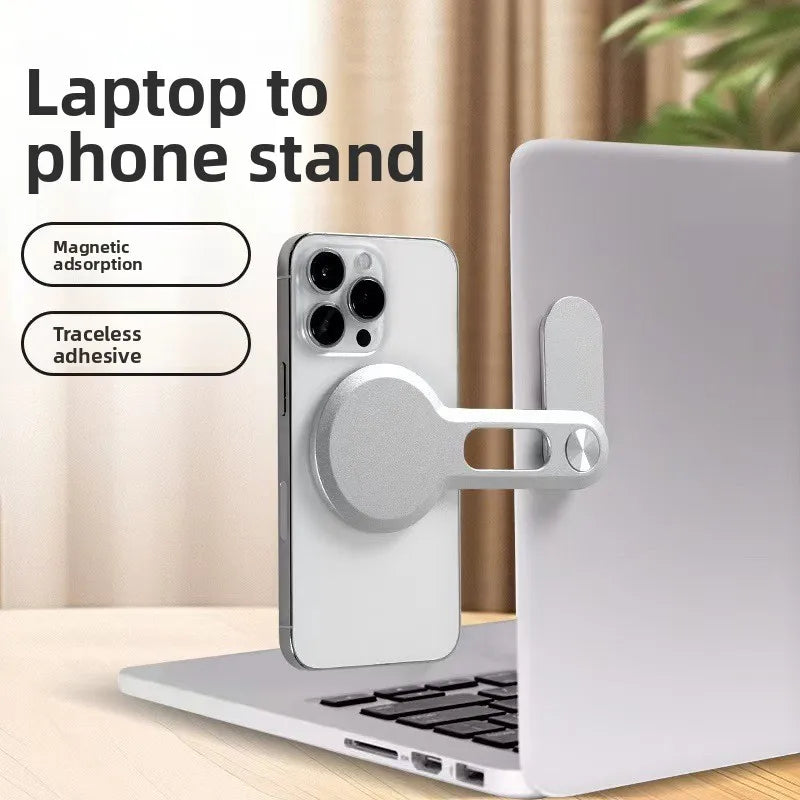 Magnetic Laptop Phone Holder – Foldable Side Mount Phone Stand for Laptops, Monitors & Tablets | Compatible with iPhone, Samsung, Xiaomi & More
