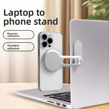 Magnetic Laptop Phone Holder – Foldable Side Mount Phone Stand for Laptops, Monitors & Tablets | Compatible with iPhone, Samsung, Xiaomi & More