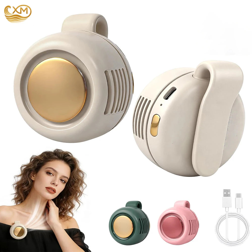 Portable Silent Mini Bladeless Fan Clip on Small Fan Clip on for Shirt Waist Adjustable 3-Speed Suspended Whirlwind Fans