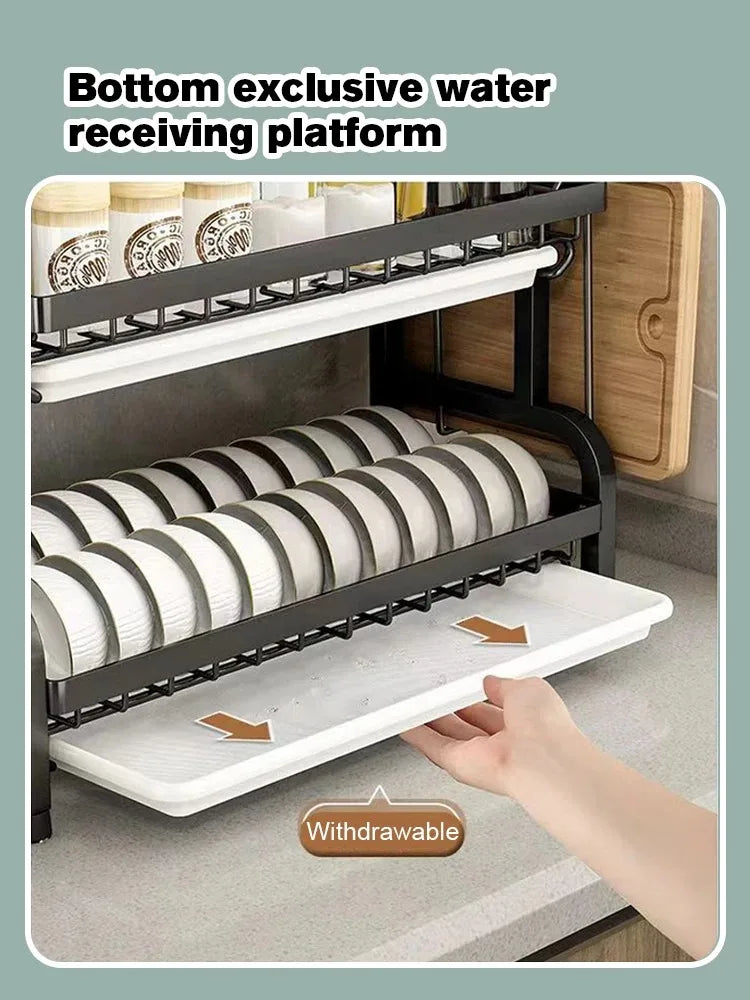 Large Stainless Steel Dish Drying Rack with Detachable Tray | Rust-Resistant & Easy to Clean