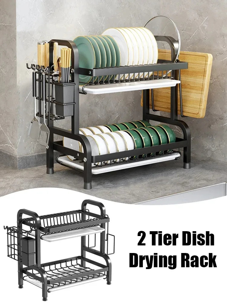 Large Stainless Steel Dish Drying Rack with Detachable Tray | Rust-Resistant & Easy to Clean