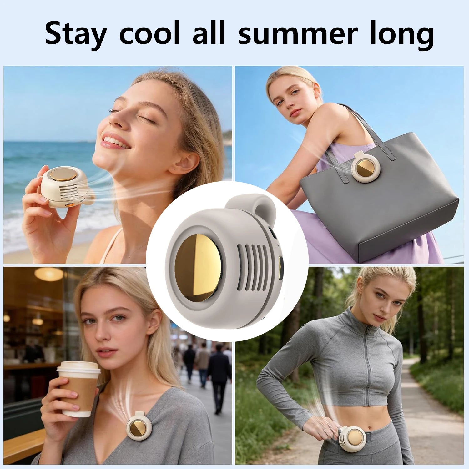 Portable Silent Mini Bladeless Fan Clip on Small Fan Clip on for Shirt Waist Adjustable 3-Speed Suspended Whirlwind Fans