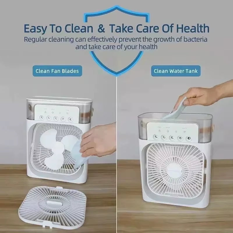 3-in-1 Portable Mini Air Cooler Fan – Personal Air Conditioner, Humidifier & LED Night Light for Home and Office