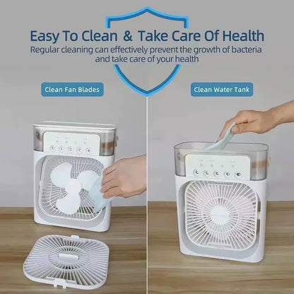 3-in-1 Portable Mini Air Cooler Fan – Personal Air Conditioner, Humidifier & LED Night Light for Home and Office