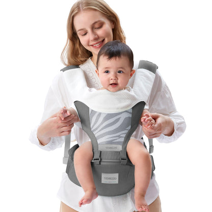 4-in-1 Ergonomic Baby Carrier with Hip Seat | Convertible Infant Carrier (Grey)