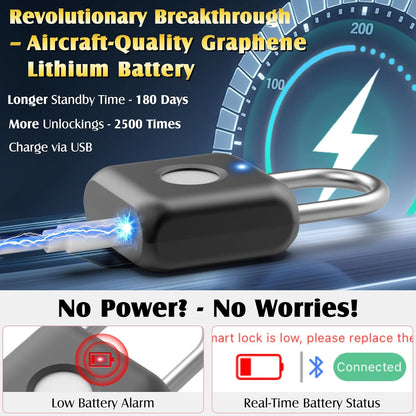 Smart Fingerprint & App Padlock | USB Rechargeable Keyless Locker Lock for Gym, School & Doors (Black)