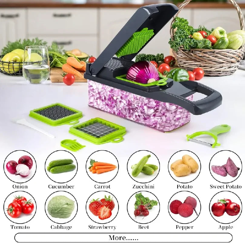 Multifunctional Vegetable Chopper & Dicer Kit with Catch Container