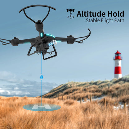 JY03 HD Camera Drone | FPV RC Quadcopter with Optical Flow Positioning & LED Lights (Black)