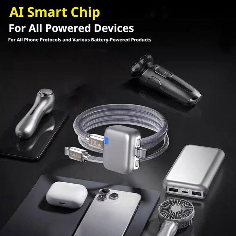 Stop Charge Smart Charger, 2026 New Auto Disconnect Charging Cable Protector, Fast 140W Charger, LED Digital Display, Overcharge Protection Adapter for Phone Laptop Tablet USB Charging Cable