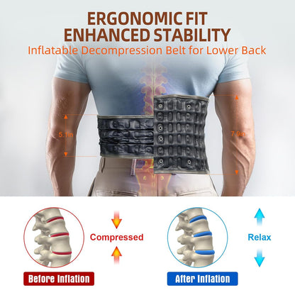 Red Light Decompression Back Belt with Massage for Back Pain Relief | Vibration Massage, Electric Pump, Cordless Inflatable Back Brace for Men Women, One Size Fits 29–49” Waist, Dark Blue