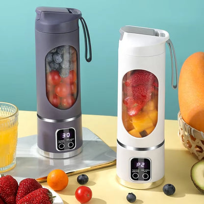 10-Blade Portable Fruit Juicer (450ml) | 3-Speed USB Rechargeable Personal Blender & Ice Crusher
