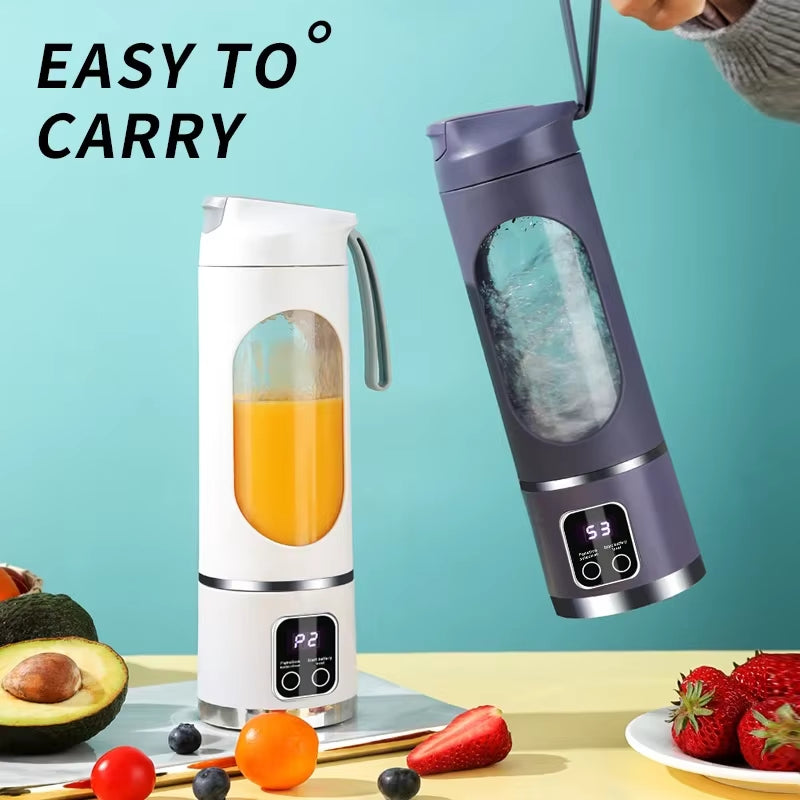 10-Blade Portable Fruit Juicer (450ml) | 3-Speed USB Rechargeable Personal Blender & Ice Crusher