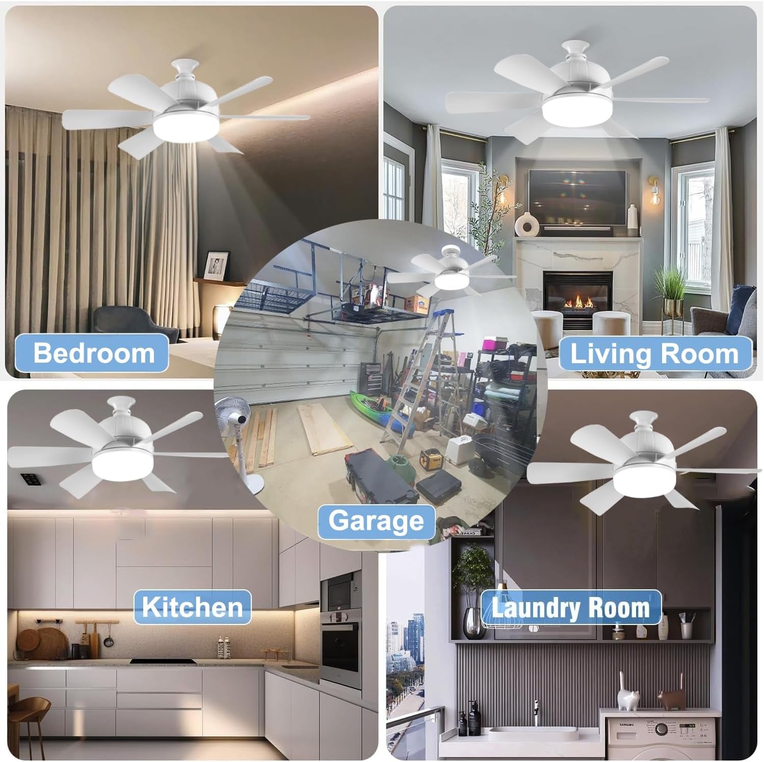 2-Pack Socket Fan Light (18-Inch) | Screw-in LED Ceiling Fan with Remote & Dimmable Light