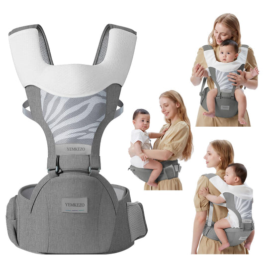 4-in-1 Ergonomic Baby Carrier with Hip Seat | Convertible Infant Carrier (Grey)