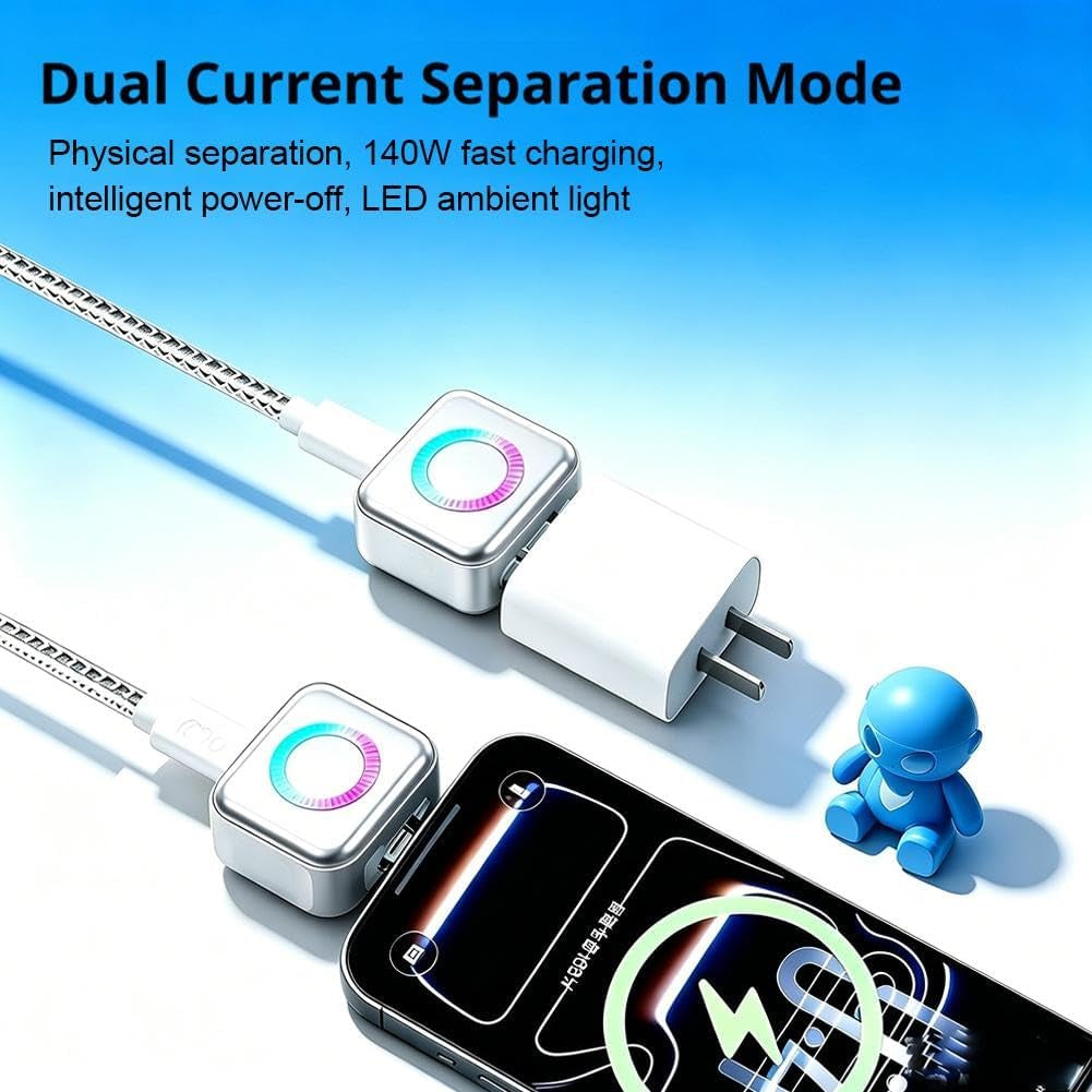 Stop Charge Smart Charger, 2026 New Auto Disconnect Charging Cable Protector, Fast 140W Charger, LED Digital Display, Overcharge Protection Adapter for Phone Laptop Tablet USB Charging Cable